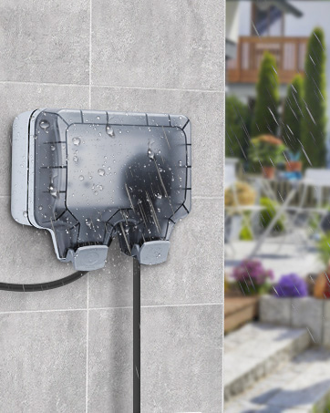 Double Outdoor Socket Waterproof Socket, Wall Electrical Outlets with 10M Extension Lead, IP66 13...