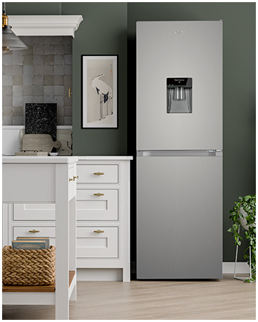 Willow 8kg white washing machine in green kitchen
