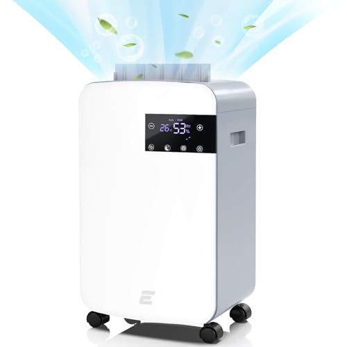 EEIEER 10L/Day Dehumidifiers for Home Portable and Ultra Quiet Compressor Dehumidifier with 2.5L Water Tank and Digital Humidity Display 24H Timer for Room
