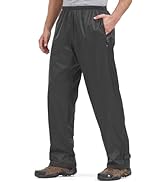 mosingle Men's Waterproof Trousers Lightweight Breathable Rain Overtrousers Windproof with Zip Po...
