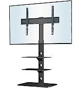 BONTEC Universal Floor TV Stand for 30-70 inch LED OLED LCD Plasma Flat Curved Screens, Height Ad...