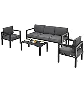 COSTWAY 3-Piece Rattan Garden Furniture Set, String Patio Bistro Set with Tempered Glass Table an...