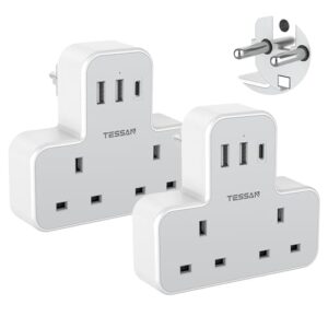 TESSAN EU Adapter with 3 USB Ports (1 USB C)
