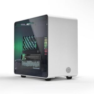 Aluminum Mini Tower Case with Cooling Fan and Color Changing Ambient Light (Silver)