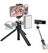 Tripod for Smartphone, Flexible Camera Tripod Standwith Phone Holder and 3 Cold Shoe Mounts, Wate...
