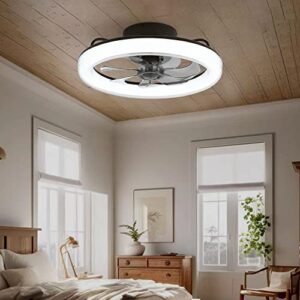 Flush Mount Ceiling Fan with Dimmable Lights and 6 Speeds Reversible Blades