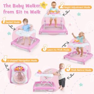 Foldable Push Along Walkers with Adjustable Height