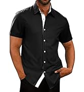 AlvaQ Men's Dress Shirts Casual Button Down Shirts Wrinkle-Free Short Sleeve Mens Business Dress ...