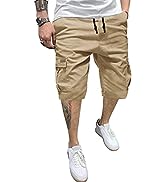 AlvaQ Mens Cargo Shorts Casual Cargo Stretch Short Cotton Drawstring Classic Shorts with 6 Pocket...
