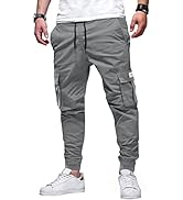 AlvaQ Cargo Work Trousers Mens Casual Work Pants Sweatpants Men Sports Bottoms with Pockets 32-40