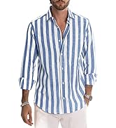 Meilicloth Men's Short Sleeve Shirts Summer Striped Casual Shirt Button Down Regular Fit Tops, To...