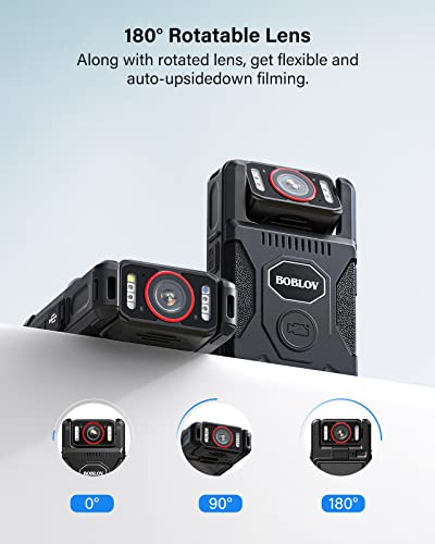 128GB Police Body Cams 180° Rotate Body Worn Camera