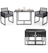 COSTWAY 7PCS/9PCS Garden Rattan Furniture Set, Patio Dining Table and Chairs Set with Acacia Wood...