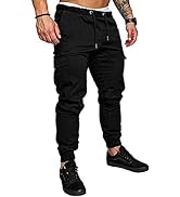 Meilicloth Mens Joggers Casual Cargo Work Trousers Men Cotton Sweatpants Jogging Tracksuit Bottom...
