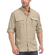 mosingle Men's Long Sleeve Hiking Shirt, Sun UV Protection Safari Fishing Outdoor Shirt Quick Dry...