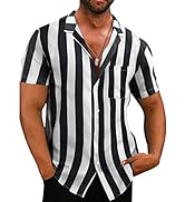 AlvaQ Mens Shirts Short Sleeved Men's Casual Button Down Hawaiian Shirt Short Sleeves Floral Beac...