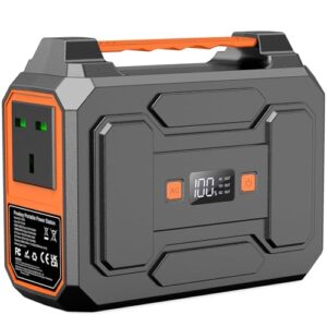 Solar generator with AC/DC/USB/Type C Outlet for Outdoors Camping Travel Fishing Emergency Power Supply Backup Orange