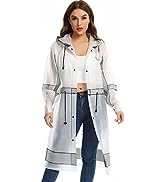 UNIQUEBELLA Raincoat Transparent EVA Reusable Lightweight Waterproof Rain Poncho Women Belt Desig...