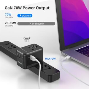 70W GaN Travel Plug Adapter with UK/EU/AU/US Plugs
