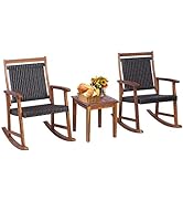 COSTWAY 2-Seater Rattan Chair with Coffee Table and Removable Cushion, Outdoor Garden Patio Wicke...