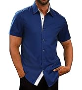 Meilicloth Mens Dress Shirts Short Sleeve Button Down Casual Shirts Wrinkle-Free Stretch Smart Bu...