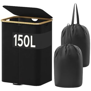 Clothes Hampers for Laundry with Bamboo Handles and Removable Laundry Bags