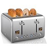 SEEDEEM 4 Slice Toaster, Stainless Steel Bread Toaster with 2 LCD Display, 7 Shade Settings, 1.4'...