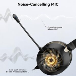 Computer Headset with Noise Cancelling Microphone for Laptop PC
