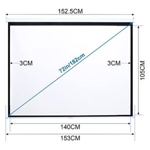 72in Wall & Ceiling Mounted HD Projection Screen with 4:3 Ratio Matte White Screen for Home School Cinema Theater Outdoor Indoor Public Display (140x105cm)