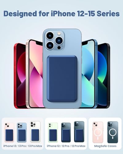 Yiisonger 15W Wireless Fast Charging Portable Small Charger Battery Pack PD 20W & QC 22.5W Usb Type C Compatible for iphone 15/14/13/12 Series(Blue)