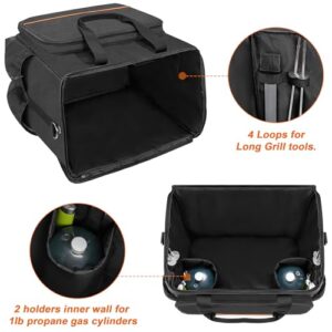 Grill Cover Carrying Case with 4 Side Pockets for 1lb Propane Cylinders