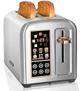 SEEDEEM Toaster 2 Slice, Stainless Steel Bread Toaster with Touch LCD Display,6 Bread Selection, ...