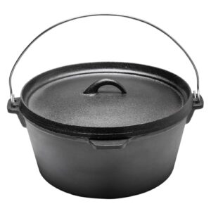 8L Pre-Seasoned Cast Iron Pot Cookware Pot with Lid Steel Handle