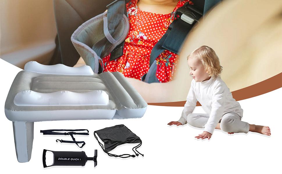 Inflatable Airplane Baby Travel Bed - Baby Air Mattress With High Sides,Portable Toddler Blow Up