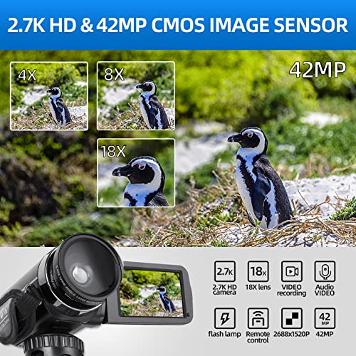 18X Digital Camera 3.0inch Flip Screen Camcorder Vlogging Camera with Remote Control