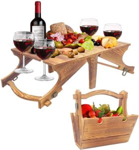 2 in 1 Folding Wooden Picnic Basket Table