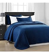 MOONLIGHT20015 Quilted bedspread throw-Double 220x240 CM + 2 Pillow Shams for Bedroom Decor Rever...