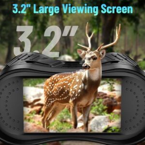 2600mAh Rechargeable 8X Digital Infrared Night Vision Binoculars with 3.2" TFT LCD Night Vision Scope Viewing Range up to 984ft/300m (with 32GB Card）