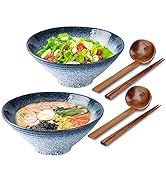 Tableware Ceramic Ramen Bowl Set of 2 - Japanese Noodles Bowls Dinner Sets for Pasta Soup Pho Mix...