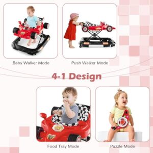 4 in 1 Foldable Toddler Push Along Walker with Steering Wheel