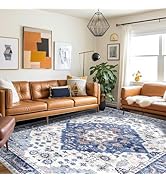 amcheer Vintage Washable Rugs for Living Room - Classic Soft Faux Short Pile Area Rugs for Bedroo...