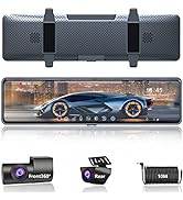 Mirror Dash Cam 12'' with Right Camera GPS WiFi Voice Control 64GB Card Rear Vie...