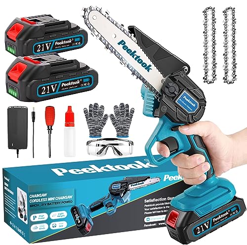 Peektook Cordless Chainsaw with 2 Large Capacity Battery & 2 Chains