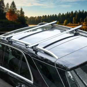 Adjustable Lockable Aluminum Cargo Rooftop Crossbars Set for Vehicles with Running Raised Rails