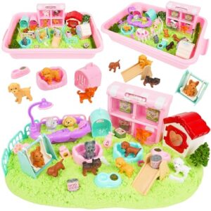 Dog Sandbox Toys Set for Toddlers 2.5lbs Magic Sand and Dog Figures Playset Toy
