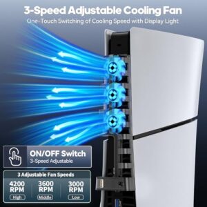 3-Level PS5 Fan with Upgraded 9 Fan Blades & Extra USB2.0 HUB