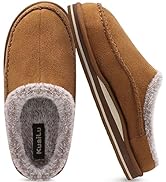 KuaiLu Mens Momery Foam Clog Slippers Comfy Handmade Stitch Microsuede Slip-on House Shoes With A...
