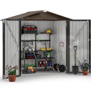 Lockable Galvanized Metal Outdoor Storage Sheds Waterproof Garden Storage Shed Box with 4 Ventilation Slots for Bike