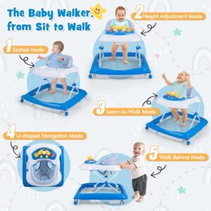 Foldable Push Along Walkers with Adjustable Height
