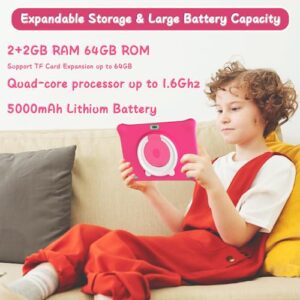 2GB RAM(Expandable 2GB) 64GB SSD Storage Tablet for Kids with Kid-Proof Case